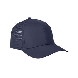 Big Accessories BA537 Performance Perforated Cap in Navy Blue | Polyester