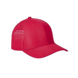 Big Accessories BA537 Performance Perforated Cap in Red | Polyester