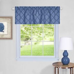 Wide Width Colby Window Curtain Valance 58" x 14" by Achim Home Décor in Blue (Size 58" W 14" L)
