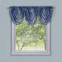 Wide Width Ombre Waterfall Valance by Achim Home Décor in Blue (Size 46" W 42" L)