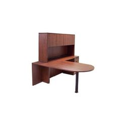Cherry Peninsula L-Shaped Desk with Hutch