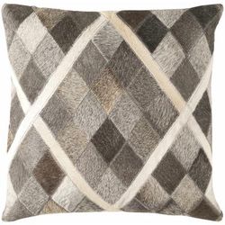 Carson 18" Square Rustic Ivory/Dark Brown/Medium Gray/Taupe/Charcoal/Wheat/Peach Throw Pillow - Boutique Rugs