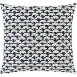 Wilcox 22" Square Navy/Ivory/Ink Blue/Teal Throw Pillow - Boutique Rugs