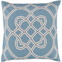 Bradfield 22" Square Traditional Aqua/Gray/Light Beige/Peach Throw Pillow - Boutique Rugs