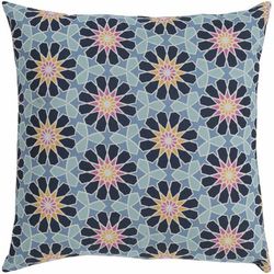 Henfield 20" Square Modern Cotton Navy/Cream/Blue/Orange/Pale Blue/Pink/Ink Blue/Teal Throw Pillow - Boutique Rugs