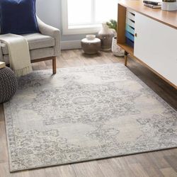 Matthews 8'10" x 12'4" Traditional Moroccan Bohemian Farmhouse Silver Gray/Gray/Ivory Area Rug - Hauteloom