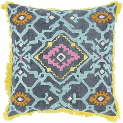 Kasota 18" Square Cotton Aqua/White/Dark Blue/Grass Green/Lavender/Orange/Yellow/Lime Green Throw Pillow - Boutique Rugs