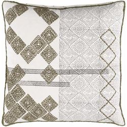Wickwar 22" Square Cotton Dark Brown/White/Olive Lumbar Pillow - Boutique Rugs