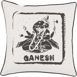 Bass 20" Square Cottage Cotton Black/Light Gray Throw Pillow - Boutique Rugs