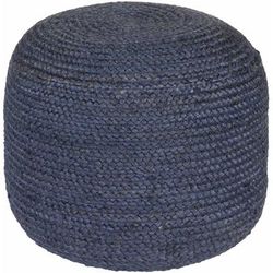 Gail 16"H x 20"W x 20"D Cottage Jute Dark Blue/Navy Pouf - Boutique Rugs