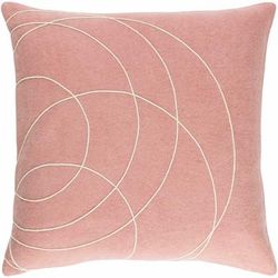 Glenorchy 22" Square Modern Wool Ivory/Rose/Dark Pink Lumbar Pillow - Boutique Rugs
