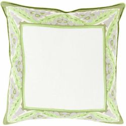 Heltonville 22" Square Cottage Grass Green/Ivory/Gray/Light Green/Lime Green Throw Pillow - Boutique Rugs
