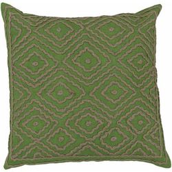 Harrietsham 18" Square Traditional Grass Green/Medium Brown/Lime Green Throw Pillow - Boutique Rugs