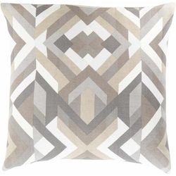 Curlew 18" Square Modern Cotton Charcoal/Light Gray/White/Off White/Tan Throw Pillow - Boutique Rugs