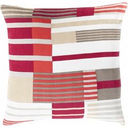 Belhaven 22" Square Modern Cotton White/Beige/Brown/Ivory/Red/Dark Red Throw Pillow - Boutique Rugs
