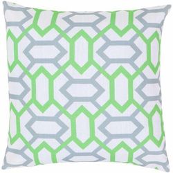 Emmaus 22" Square Traditional White/Dusty Sage/Light Green/Medium Gray Throw Pillow - Boutique Rugs