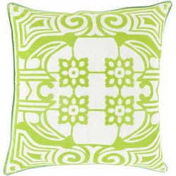 Kellerberrin 20" Square Traditional Ivory/Aqua/Green Throw Pillow - Boutique Rugs