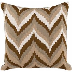 Ballinamallard 18" Square Traditional Cotton Cream/Light Brown/Medium Brown/Olive Throw Pillow - Boutique Rugs