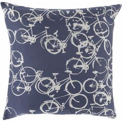 Burneside 18" Square Cottage Navy/Light Gray Lumbar Pillow - Boutique Rugs