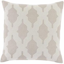 Cambuslang 18" Square Traditional Cotton Beige/Medium Gray Throw Pillow - Boutique Rugs
