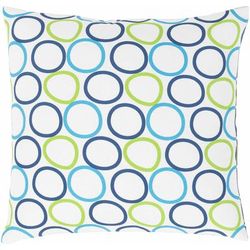 Freckleton 20" Square Modern Cotton Blue/Green/Navy/Off White Throw Pillow - Boutique Rugs