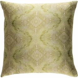 Hortense 22" Square Modern Silk Cream/Light Green/Light Olive/Medium Green/Olive Throw Pillow - Boutique Rugs