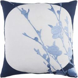 Jonican 22" Square Cottage Navy/Light Gray/Sky Blue Throw Pillow - Boutique Rugs