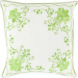 Karratha 22" Square Cottage Cream/Green Throw Pillow - Boutique Rugs