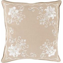 Maidenbower 22" Square Cottage White/Brown/Dark Red Throw Pillow - Boutique Rugs