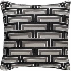 Dunkeswell 18" Square Modern Black/Charcoal/Off White Lumbar Pillow - Boutique Rugs