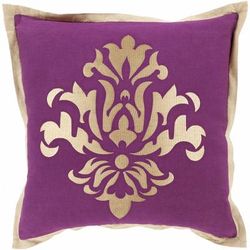 Gaerwen 22" Square Cottage Beige/Plum Throw Pillow - Boutique Rugs