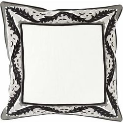 Oonoonba 18" Square Cottage Black/Charcoal/Ivory/Medium Gray Throw Pillow - Boutique Rugs