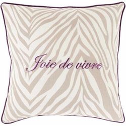 Penparcau 20" Square Cottage Taupe/Ivory/Plum Throw Pillow - Boutique Rugs