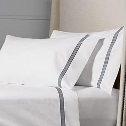 Set of 2 Ladder Stitch Sateen Pillowcases - Navy, Standard - Frontgate Resort Collection™