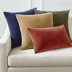 Leighton Velvet Decorative Pillow Covers - Teal, 20" sq. Teal, Individual - Frontgate