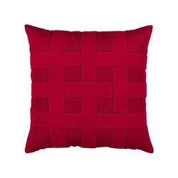 Basketweave Indoor/Outdoor Pillow by Elaine Smith - Red, 12" x 20" Lumbar Red - Frontgate