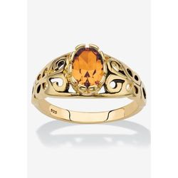 Gold over Sterling Silver Open Scrollwork Simulated Birthstone Ring by PalmBeach Jewelry in November (Size 10)