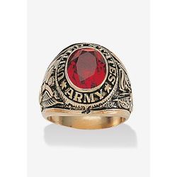 Men's Big & Tall Gold-Plated Ruby United States Army Ring by PalmBeach Jewelry in Ruby (Size 16)