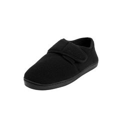 Extra Wide Width Men's Adjustable Fleece Slippers by KingSize in Black (Size 9 EW)