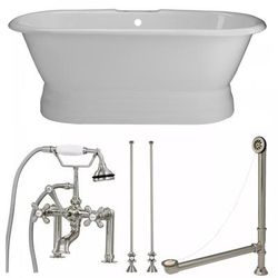 Randolph Morris Oxford 66 Inch Cast Iron Double Ended Pedestal Tub and Faucet Package TUBSET18WHBN