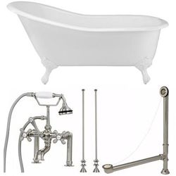 Randolph Morris Charlotte 54 Inch Cast Iron Slipper Clawfoot Tub and Faucet Package TUBSET16WHCP-54