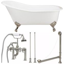 Randolph Morris Charlotte 67 Inch Cast Iron Slipper Clawfoot Tub and Faucet Package TUBSET16BNBN