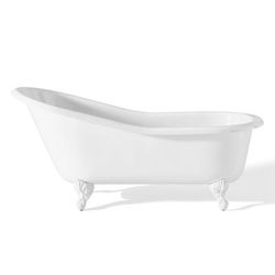 Cheviot 68 Inch Cast Iron Slipper Clawfoot Tub - Continuous Rolled Rim - No Faucet Drillings 2132-WW-WH