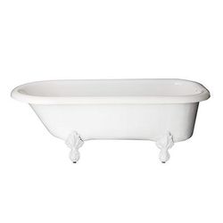 Restoria Bathtub Regent 60 Inch Acrylic Classic Clawfoot Tub - Tub Wall Faucet Drillings 501-P