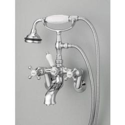Cheviot Bathroom Wall Mount Adjustable Hand Shower Tub Faucet with Metal Cross Handles 5100-CH