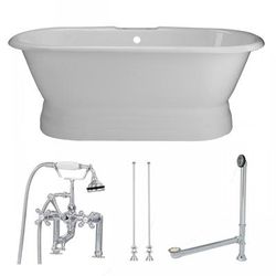 Randolph Morris Oxford 66 Inch Cast Iron Double Ended Pedestal Tub and Faucet Package TUBSET18WHCP