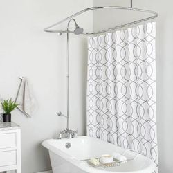 Randolph Morris 54 Inch Deck Mount Clawfoot Tub Shower Enclosure with Downspout Faucet and Watering Can Shower Head RM737WC