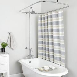 Randolph Morris 54 Inch Deck Mount Clawfoot Tub Shower Enclosure with Gooseneck Faucet and Watering Can Shower Head RM735WC