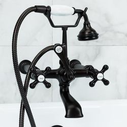 Randolph Morris Bathroom Wall Mount English Telephone Clawfoot Tub Faucet with Handshower RM621ORB