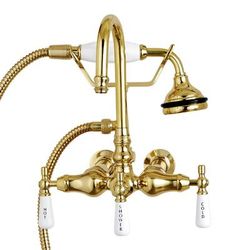 Randolph Morris Bathroom Wall Mount Gooseneck Clawfoot Tub Faucet with Handshower RM404-PB